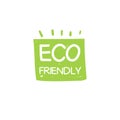 Eco logo on green square spot with abstract element. Sign for eco friendly company