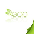 Eco logo with reflection on paper.