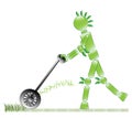 Eco Man Mows Grass