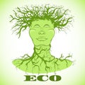 Eco man symbol. Tree with person. Ecology concept. Royalty Free Stock Photo