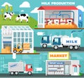 Eco milk production infographics in flat style