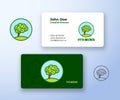 Eco Mind Abstract Vector Sign or Logo and Business Card Template. Brain Shape Tree Concept with Typography. Premium Royalty Free Stock Photo