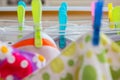 Eco nappy wash drying  in a room Royalty Free Stock Photo