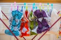 Eco nappy wash drying  in a room Royalty Free Stock Photo