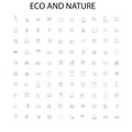 eco and nature icons, signs, outline symbols, concept linear illustration line collection Royalty Free Stock Photo