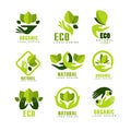 Eco, organic logo design set, premium quality natural product label , emblem for cafe, packaging, restaurant, farm