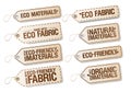 Eco, organic and natural materials labels collection, set of stickers for eco friendly fabric
