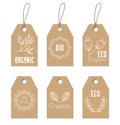 Eco organic tags. Vector set of floral craft labels