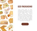 Eco Packaging Banner Design with Cardboard Food Container Vector Template