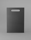 Eco packaging mockup bag kraft paper with handle front side. Standart medium black template on gray background promotional