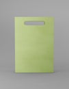 Eco packaging mockup bag kraft paper with handle front side. Standart medium green template on gray background promotional