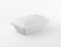 Eco packaging rectangular box bio foam mockup on white background. Thermo container eco friendly recycled material for lunch, food