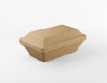 Eco packaging rectangular box kraft paper mockup on white background. Cardboard brown container eco friendly recycled material for