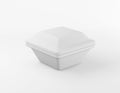 Eco packaging square box bio foam mockup on white background. Thermo container eco friendly recycled material for lunch, food or