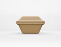 Eco packaging square box kraft paper mockup on white background. Cardboard brown container eco friendly recycled material for