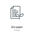 Eco paper outline vector icon. Thin line black eco paper icon, flat vector simple element illustration from editable ecology Royalty Free Stock Photo