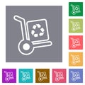 Eco parcel delivery outline square flat icons Royalty Free Stock Photo