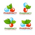 Eco Pharma, Glossy nd Shine Logo Template with Images of Pills a