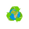 Eco, planet earth and recycling symbol, flat Royalty Free Stock Photo