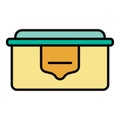 Eco plastic lunchbox icon color outline vector