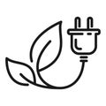 Eco plug and leaf line icon. Zero emission concept vector illustration