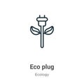 Eco plug outline vector icon. Thin line black eco plug icon, flat vector simple element illustration from editable ecology concept Royalty Free Stock Photo
