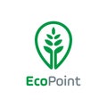 Eco point logo vector design. consisting of a eco/leaf icon with pointer icon. organic point. Garden Park Point. leaves point