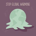 Eco poster STOP GLOBAL WARMING with melting globe