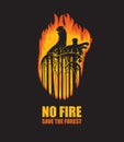 Eco poster on the theme of wildfires, save the forest Royalty Free Stock Photo