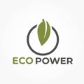 Eco power logo. power switch button icon. eco friendly, sustainable and renewable energy symbol Royalty Free Stock Photo