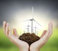 Eco power, wind turbines in hand