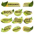 Organic food badges set. Natural eco fresh food Royalty Free Stock Photo
