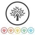 Eco Protest Tree logo. Set icons in color circle buttons Royalty Free Stock Photo