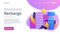 Eco recharge stations in smart cityconcept landing page.