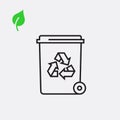 Eco recycle bag icon, carrybag basket. Vector. Arrow ecofreindly leafs triangle Royalty Free Stock Photo