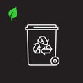 Eco recycle bag icon, carrybag basket. Vector. Arrow ecofreindly leafs triangle Royalty Free Stock Photo