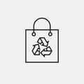 Eco recycle bag icon, carrybag basket. Vector. Arrow ecofreindly triangle. Royalty Free Stock Photo