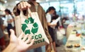 Eco Recycle bags Merchants deliver to customers -Eco-friendly shop, concept generative ai art