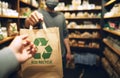 Eco Recycle bags Merchants deliver to customers -Eco-friendly shop, concept generative ai art