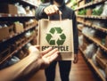 Eco Recycle bags Merchants deliver to customers -Eco-friendly shop, concept generative ai art