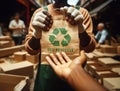 Eco Recycle bags Merchants deliver to customers -Eco-friendly shop, concept generative ai art