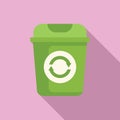 Eco recycle garbage bin icon flat vector. Ecology plastic