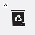 Eco recycle icon, trash or garbage basket. Vector. Arrow triangle.