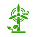 Eco Renewable Green Energy Silhouette Icon. Ecology Windmill Glyph Pictogram. Ecological Technology of Generation Energy