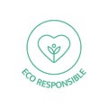 Eco responsible line icon. Slow fashion. Fabric badge. Quality certificate tag. Biodegradable symbol. Sustainable