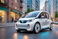 Futuristic Mini EV, Eco Friendly Urban Transportation, AI Generated