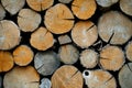 Eco rural lifestyle background with oak cut logs Royalty Free Stock Photo