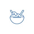 Eco salad bowl line icon concept. Eco salad bowl flat vector symbol, sign, outline illustration.