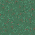 Eco seamless pattern with christmas flower, omela, leaf