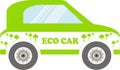 Eco series, green and white eco car on white, vector